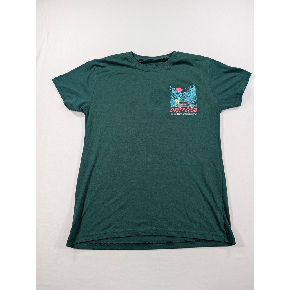 Fresh Laundry Drift Club Graphic T-Shirt Mens Medium Green JDM Car Mountain Tee